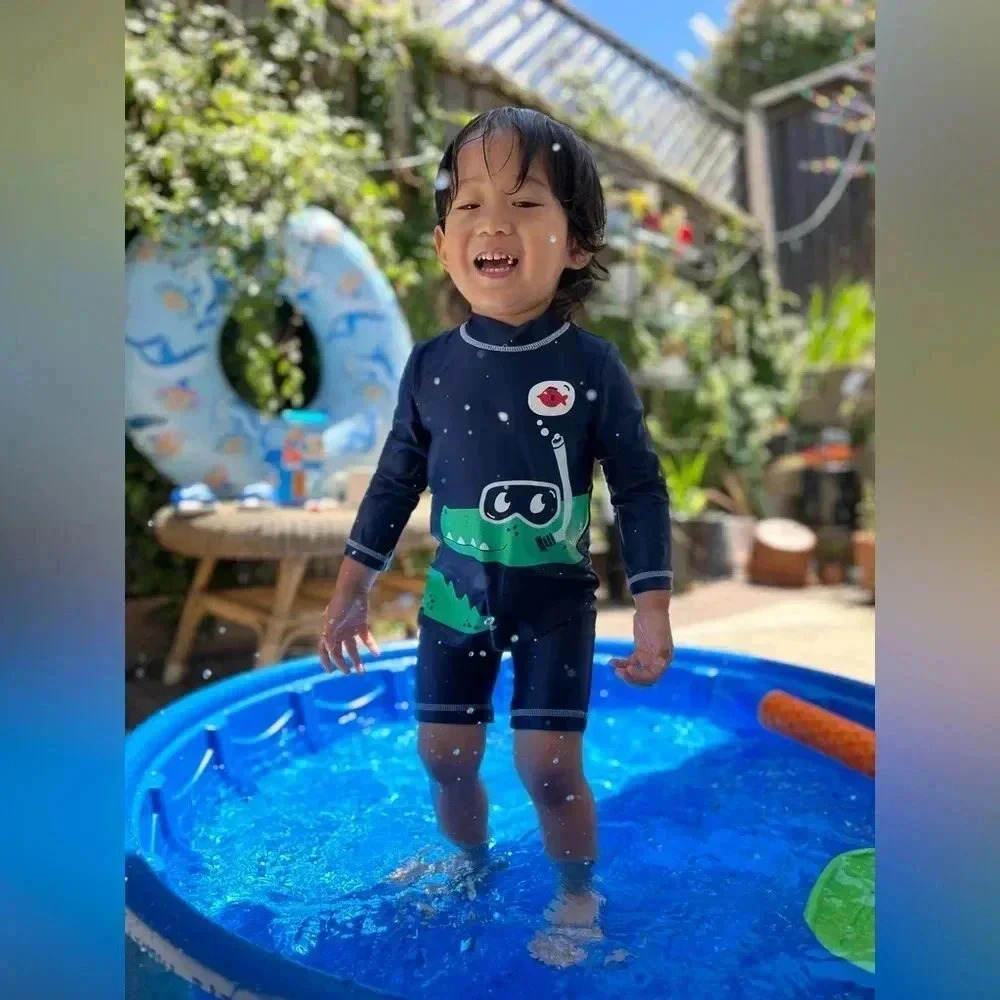 ✨BOGO FREE✨ Toddler Blue Alligator Fish Beach Swimsuit Jumper 18-24 Months